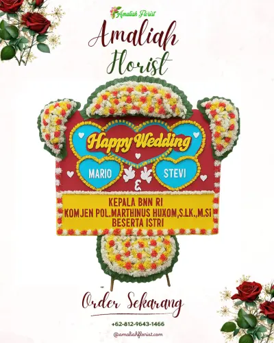 Karangan Papan Bunga Pernikahan di Soadara